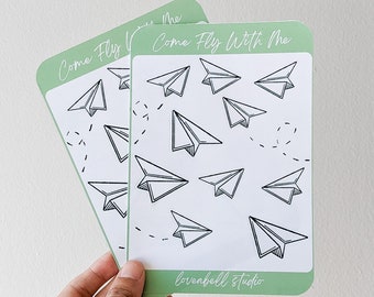 Paper Airplane Stickers | stationery, cricut made, sticker sheet, come fly with me