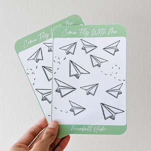 Stickers avion en papier | articles de papeterie, fabriqués par cricut, feuille d'autocollants, venez voler avec moi