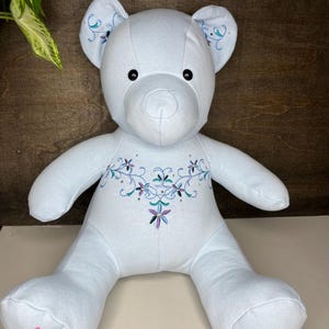 keepsake memorial bear, memory bear, teddy bear, personalized bear, personalized gift