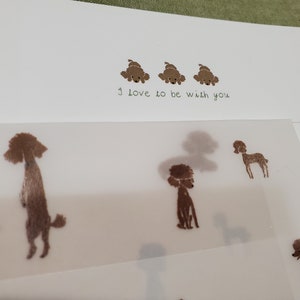 Letter writing set - red poodle / transulcent envelope and paper
