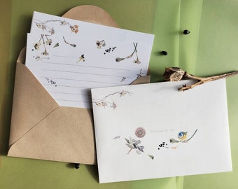 Letter writing set- My little seeds / mini note card / bookmark