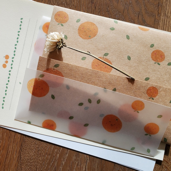 Letter writing set - Mandarins / Transulcent envelope