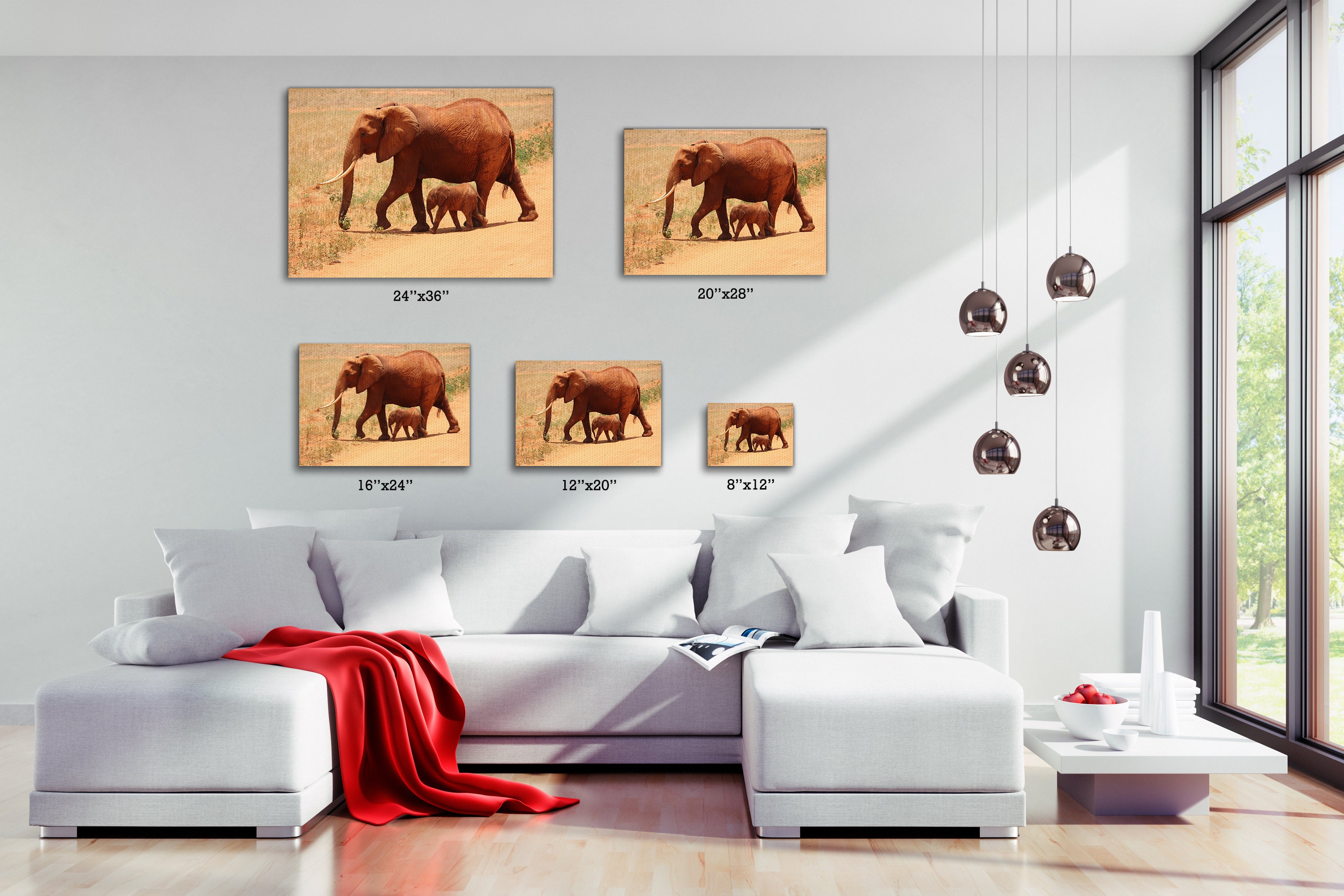 Mom and Baby Elephant Canvas Wall Art Premium Canvas High | Etsy