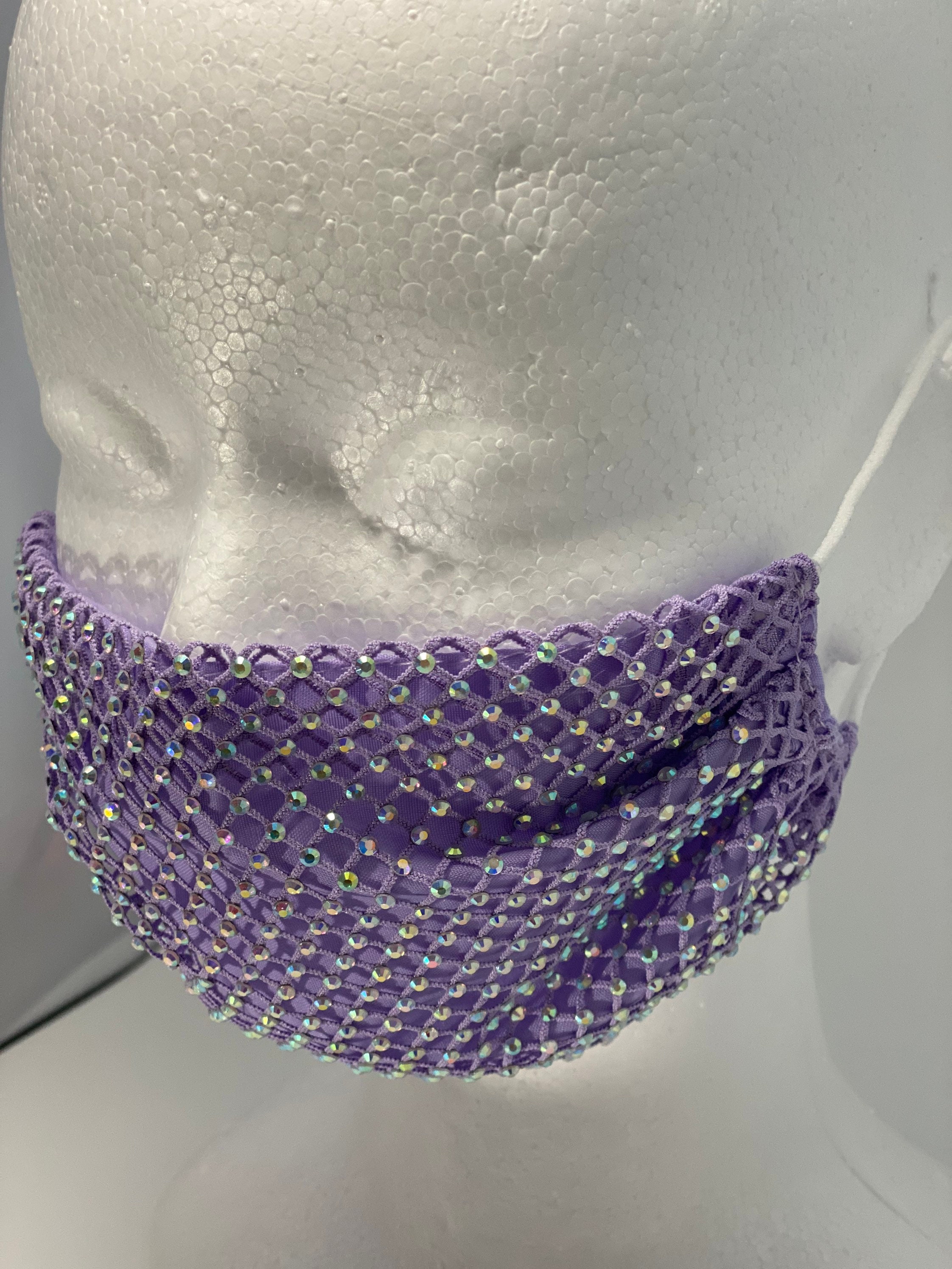 Purple Reusable Face Mask Bling Rhinestones Etsy