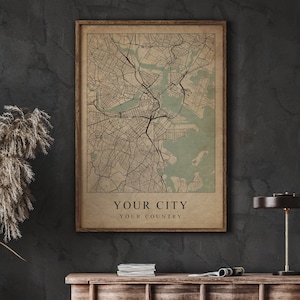 Custom vintage map print | Rustic Decor | Retro Wall Art | First Anniversary | For Husband | Location Prints | Valentines | DIGITAL DOWNLOAD