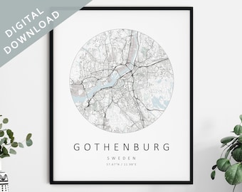 Gothenburg Map Print | Map Of Gothenburg | Gothenburg Sweden City Map Art | Gothenburg Poster | Gothenburg Print DIGITAL DOWNLOAD