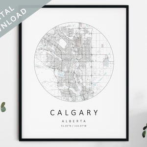 | d’impression de cartes de Calgary Carte de l'| de Calgary Carte de la ville de Calgary Alberta Art | | d’affiches de Calgary Calgary Print DIGITAL DOWNLOAD | Art mural de Calgary