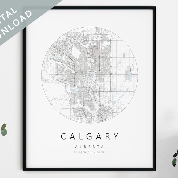 Calgary Map Print | Map Of Calgary | Calgary Alberta City Map Art | Calgary Poster | Calgary Print DIGITAL DOWNLOAD | Calgary Wall Art