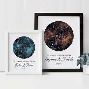 Cadeau de fiançailles - Impression de carte des étoiles personnalisée | Cadeau 1er anniversaire de mariage pour lui | Constellation de mariage