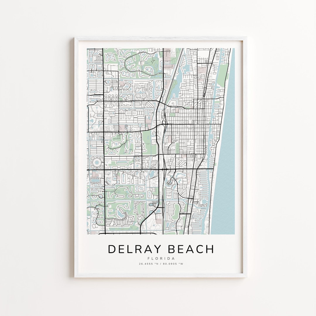 Delray Beach Florida Map Print Detailed Street Map Wall Art Modern Il Ikv6 