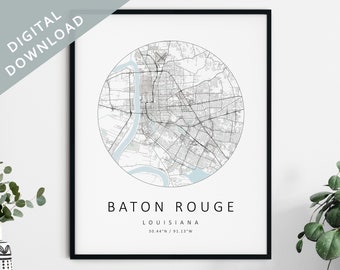 Baton Rouge Map Print | Map Of Baton Rouge | Baton Rouge Louisiana City Map Art | Baton Rouge Poster | Baton Rouge Print DIGITAL DOWNLOAD