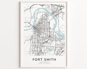 Fort Smith Arkansas Map Print – Detailed Street Map Wall Art, Modern City Map Poster, Home Wall Decor