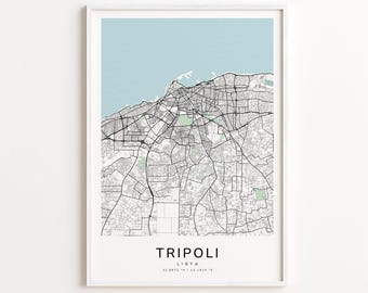 Tripoli Libya Map Print – Detailed Street Map Wall Art, Modern City Map Poster, Home Wall Decor