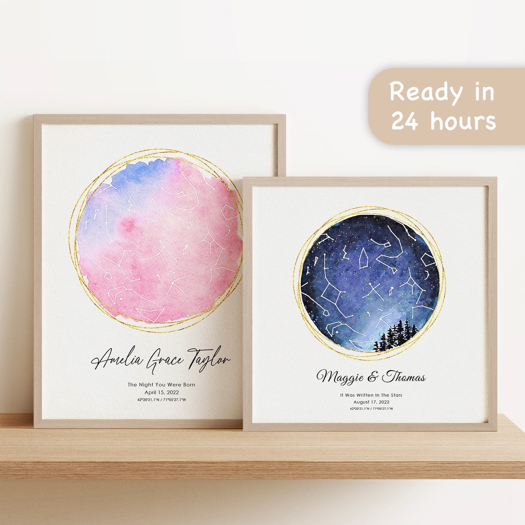On the Night You Were Born Star Map Poster Personalized Star Map Night