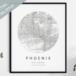 | d’impression de carte Phoenix Carte de Phoenix | Phoenix Arizona City Carte Art | | d’affiches Phoenix Phoenix Print DIGITAL DOWNLOAD | Art mural de Phoenix