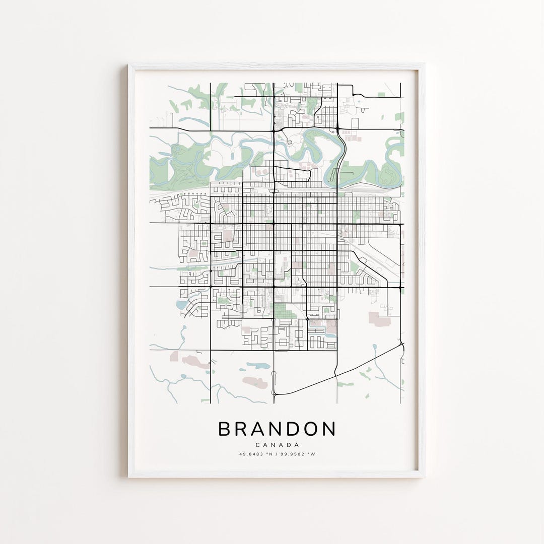 Brandon Canada Map Print – Detailed Street Map Wall Art, Modern City ...
