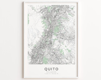 Quito Ecuador Map Print – Detailed Street Map Wall Art, Modern City Map Poster, Travel Decor Gift