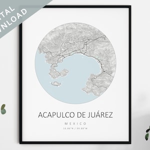 Acapulco de Juárez Mapa Print / Mapa de Acapulco de Juárez / Acapulco de Juárez Mexico Map Art / Acapulco de Juárez Poster / Acapulco Print