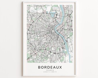 Bordeaux France Map Print – Detailed Street Map Wall Art, Modern City Map Poster, Travel Decor Gift