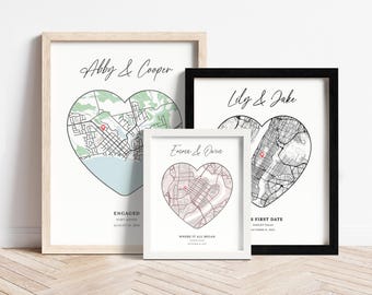 Date Night Map Gift | Where We Met Map | Valentine's Day Gift For Boyfriend or Girlfriend | Custom Map gift for her