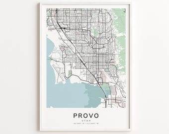 Provo Utah Map Print – Detailed Street Map Wall Art, Modern City Map Poster, Travel Decor Gift