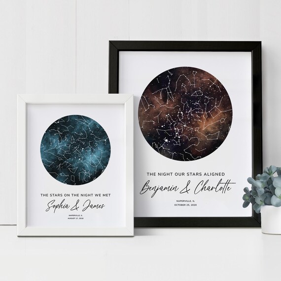 Custom Star Map Print, Night We Met Anniversary Gift, Night Sky Print, Star Poster, Wedding Gift, Constellation Print Personalised Gift #016