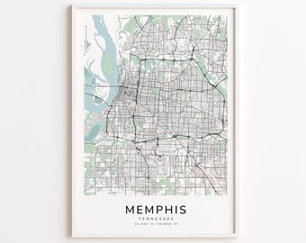 Memphis Tennessee Map Print – Detailed Street Map Wall Art, Modern City Map Poster, Home Wall Decor