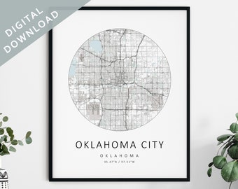 Oklahoma City Map Print | Map Of Oklahoma City | Oklahoma City Oklahoma City Map Art | Oklahoma City Poster | Oklahoma City Print