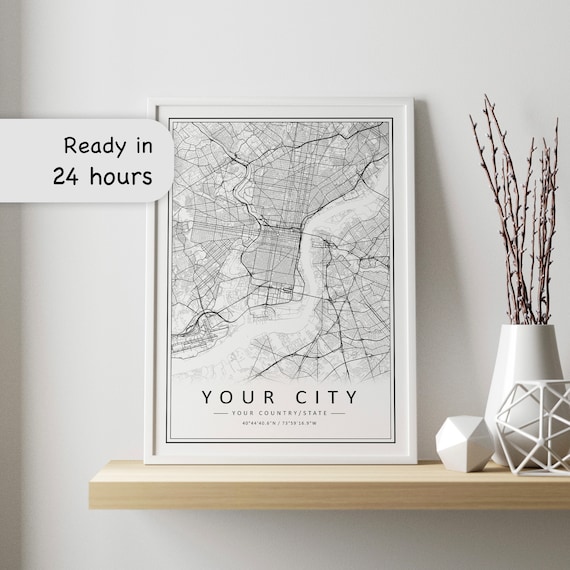 Custom Map | Location Map | Personalized Gifts | Any City Map | Hometown Map | Travel Map | Custom City Map | Custom Map Gift | Any Town
