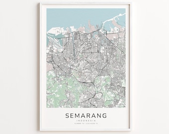 Semarang Indonesia Map Print – Detailed Street Map Wall Art, Modern City Map Poster, Home Wall Decor