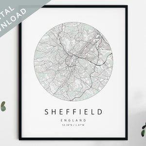 Sheffield Map Print / Mapa de Sheffield / Sheffield England City Map Art / Sheffield Poster / Sheffield Print / Sheffield Wall Art