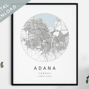 Adana Map Print / Mapa de Adana / Adana Turkey City Map Art / Adana Poster / Adana Print DESCARGA DIGITAL / Adana Wall Art