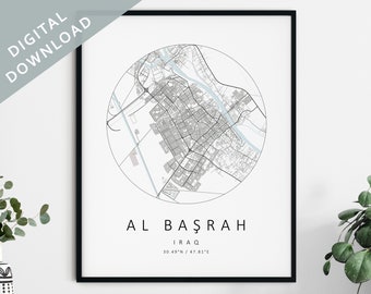 Al Başrah Map Print | Map Of Al Başrah | Al Başrah Iraq City Map Art | Al Başrah Poster | Al Başrah Print | Al Başrah Wall Art