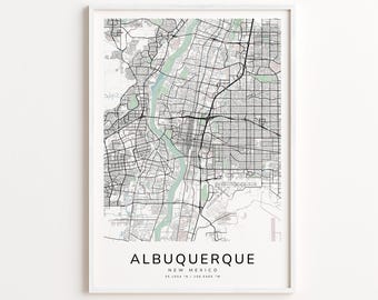 Albuquerque New Mexico Map Print – Detailed Street Map Wall Art, Modern City Map Poster, Home Wall Decor