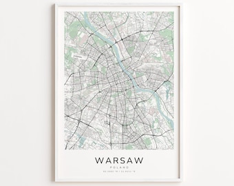 Warsaw Poland Map Print – Detailed Street Map Wall Art, Modern City Map Poster, Home Wall Decor