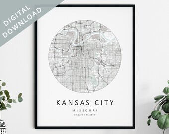 Kansas City Map Print | Map Of Kansas City | Kansas City Missouri City Map Art | Kansas City Poster | Kansas City Print | Kansas Wall Art