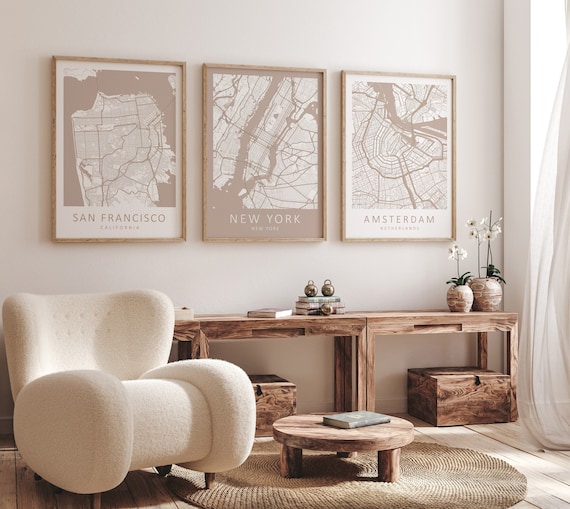Custom Map Prints Set of 3: Personalized Location Art (Digital or Print)