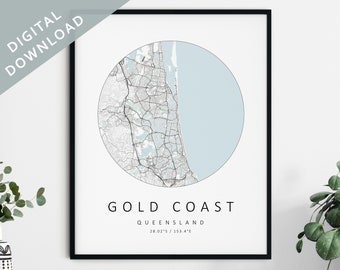 Gold Coast Map Print | Map Of Gold Coast | Gold Coast Queensland City Map Art | Gold Coast Poster | Gold Coast Print DIGITAL DOWNLOAD
