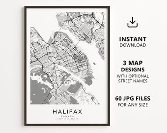 Halifax, Canada Map Printable – Digital Download City Map Wall Art, Minimalist Street Map Poster