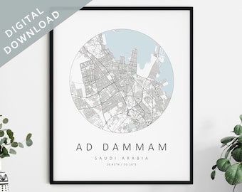 Ad Dammām Map Print | Map Of Ad Dammām | Ad Dammām Saudi Arabia City Map Art | Ad Dammām Poster | Ad Dammām Print | Ad Dammām Wall Art