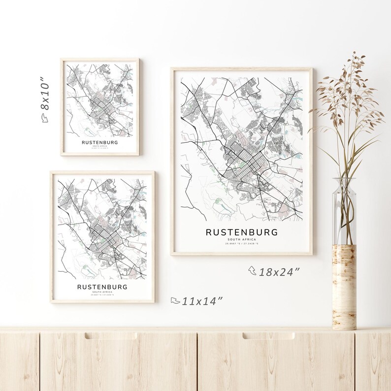 Rustenburg Map.pdf Rustenburg South Africa Map Print – Detailed Street Map Wall Art ...
