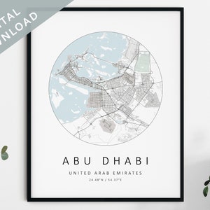 Abu Dhabi Mapa Impreso / Mapa de Abu Dhabi / Abu Dhabi Emiratos Árabes Unidos City Map Art / Abu Dhabi Poster / Abu Dhabi Print/Abu Dhabi Wall Art