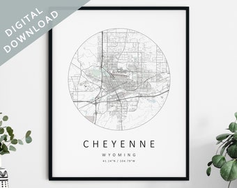 Cheyenne Map Print | Map Of Cheyenne | Cheyenne Wyoming City Map Art | Cheyenne Poster | Cheyenne Print DIGITAL DOWNLOAD | Cheyenne Wall Art