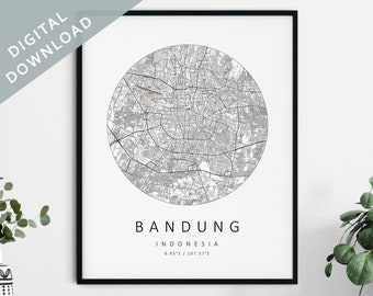 Bandung Map Print | Map Of Bandung | Bandung Indonesia City Map Art | Bandung Poster | Bandung Print DIGITAL DOWNLOAD | Bandung Wall Art