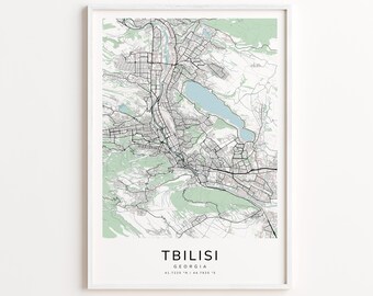 Tbilisi Georgia Map Print – Detailed Street Map Wall Art, Modern City Map Poster, Travel Decor Gift