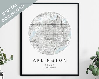Arlington Map Print | Map Of Arlington | Arlington Texas City Map Art | Arlington Poster | Arlington Print DIGITAL DOWNLOAD