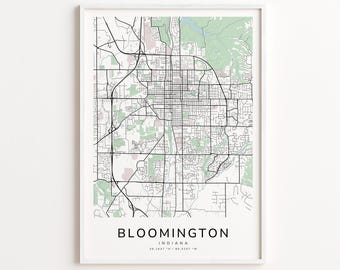 Bloomington Indiana Map Print – Detailed Street Map Wall Art, Modern City Map Poster, Travel Decor Gift