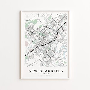 Impresión del mapa de New Braunfels, Texas: arte mural con mapa callejero detallado, póster moderno con mapa de la ciudad, decoración de pared para el hogar