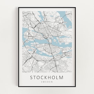Carte personnalisée | Imprimés neutres | Art mural scandinave | Art mural bleu clair | Carte personnalisée | Cadeau pour la maison neuve