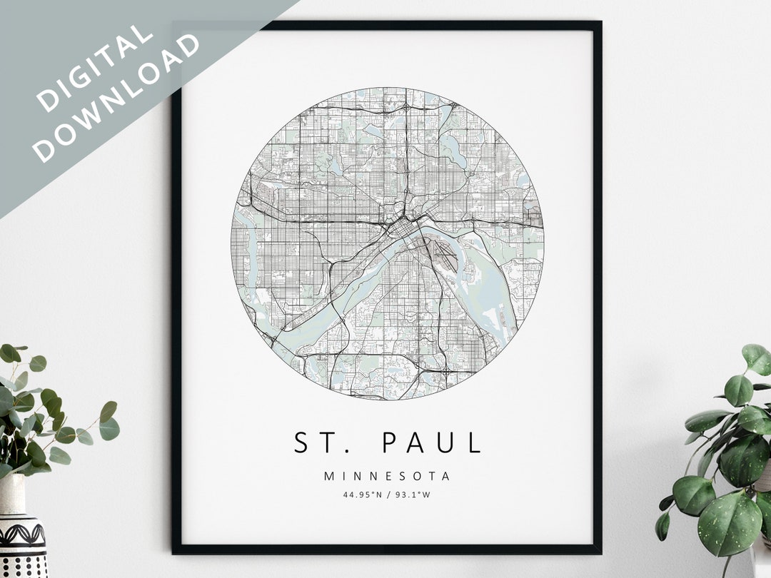 St. Paul Map Print | Map of St. Paul | St. Paul Minnesota City Map Art | St. Paul Poster | St ...